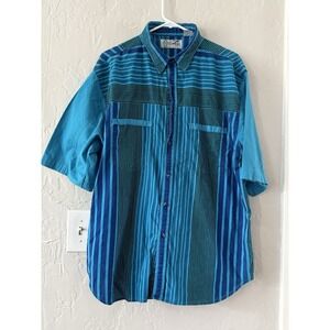 VTG 90s Code Zero Multi-Color Stripe Collard Crazy Shirt Mens XL